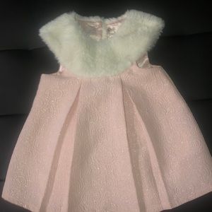Cat&jack pink dress white fur collar trim18M